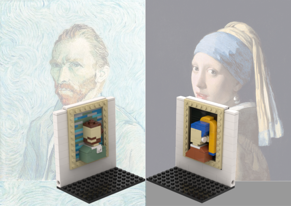 Lego 3D Mini Masterpiece - Van Gogh's self portrait & Girl with a pearl earring