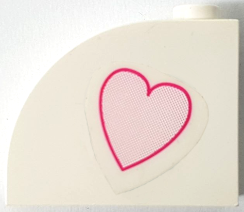 Lego Slope, Curved 3 x 1 x 2 with Hollow Stud with Dark Pink Heart Pattern Side A (Sticker) - Set 7578