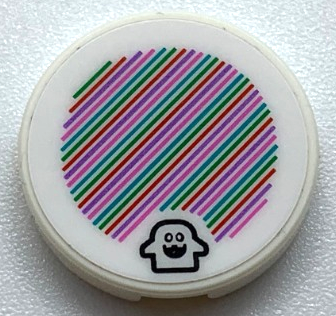 Lego Tile, Round 2 x 2 with Bottom Stud Holder with Super Mario Scanner Code Peepa Pattern (Sticker) - Set 71361
