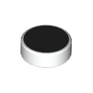 Lego Tile Round 1 x 1 with Black Surface Print