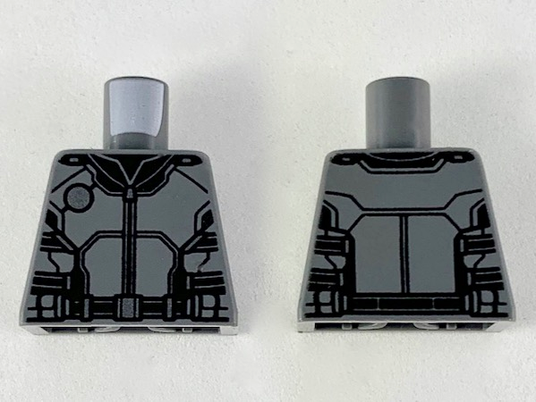 Lego Torso Armor with Black Panel Lines, Silver Circle and Highlights Pattern / Dark Bluish Gray