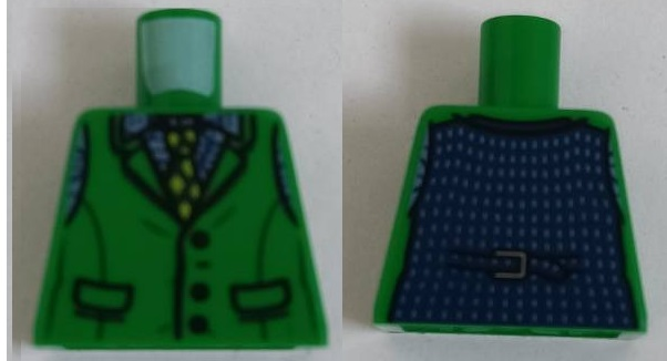 Lego Torso Batman Vest, Sand Blue Shirt, Dark Green and Lime Tie Pattern (Joker) / Green