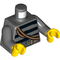 Lego Torso Sweater Striped with Utility Belt, Rope and Keys Print, Dark Bluish Gray Arms, Yellow Hands / Dark Bluish Gray
