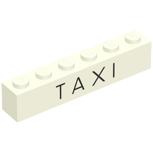 Lego Brick 1 x 6 with 'TAXI' Thin Print