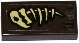 Lego Tile 1 x 2 with Animal Skeleton Pattern (Sticker) - Set 79014