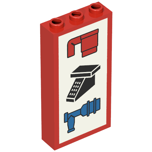 Lego Brick 1 x 3 x 5 with Cup, Phone, and Water Tap Print
