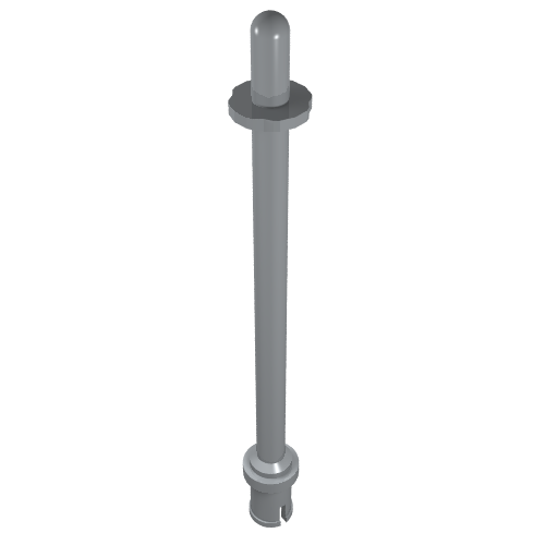 Lego Bar 8L - Two Stop Rings / One Pin, Technic Figure Ski Pole [Rounded End] / Light Bluish Gray