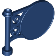Lego Road Sign Round on Pole / Dark Blue