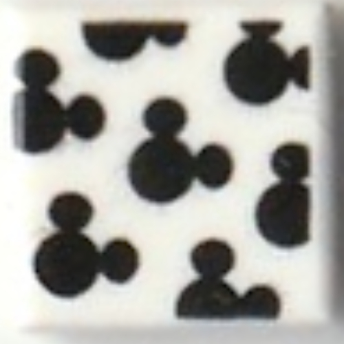 Lego Tile 1 x 1 with Black Small Mickey Mouse Outlines Pattern Print / White
