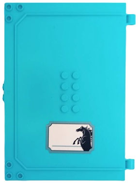 Lego Container, Book Cover Half, 16 x 12 x 2 2/3 (Storybook Adventures) with Name Label with Dark Blue Nokk Silhouette on White Background Pattern (Sticker) - Set 43189