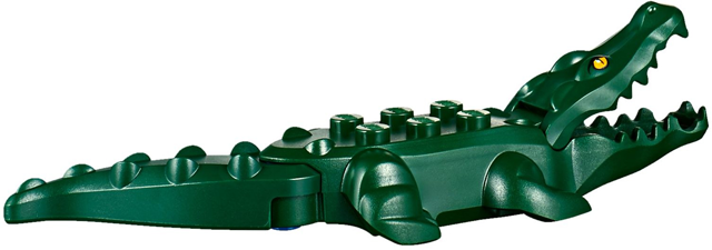 Lego Alligator / Crocodile with 20 Teeth with Yellow Eyes with White Glints Pattern with Blue Technic, Pin 1/2
