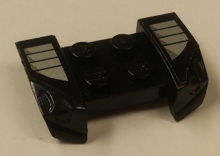Lego Vehicle, Mudguard 2 x 4 with Headlights Overhang with Silver Grille on Black Background Pattern on Both Sides (Stickers) - Set 8154