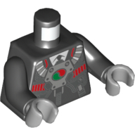 Lego Torso Suit and Tie with Breathing Apparatus and Octan Logo Print, Black Arms, Light Bluish Gray Hands / Black
