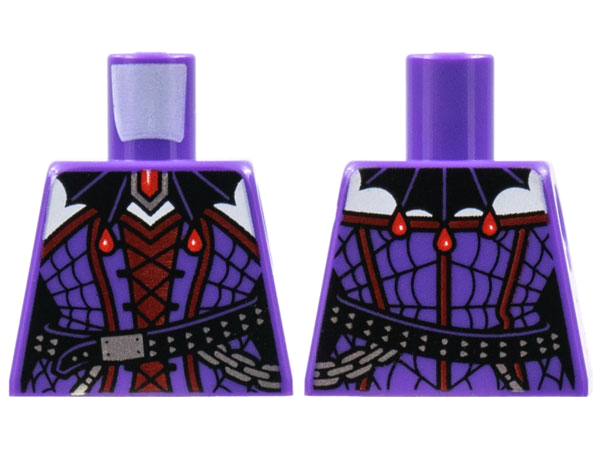 Lego Torso Female Corset, Bat Wing Collar, Dark Red Trim Pattern / Dark Purple