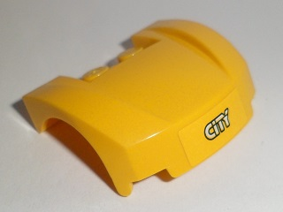 Lego Vehicle, Mudguard 3 x 4 x 1 2/3 Curved Front with White 'CITY' on Yellow Background Pattern (Sticker) - Set 60097 / Yellow