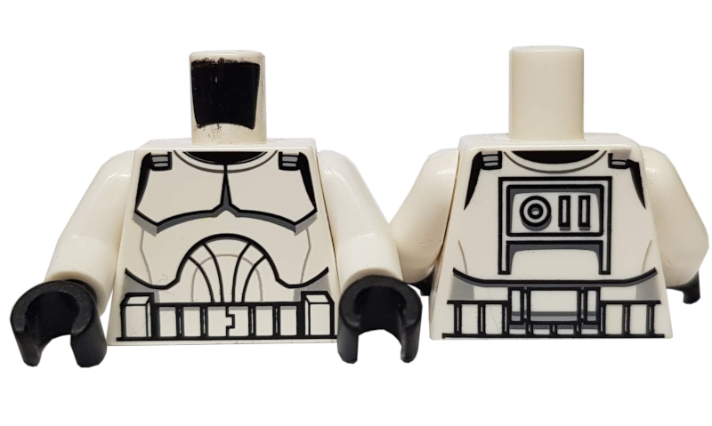 Lego Torso SW Armor Clone Trooper Pattern (Clone Wars) / White Arms / Black Hands