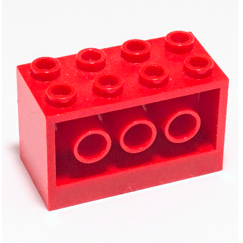 Lego Brick 2 x 4 x 2 with Holes on Sides / Red