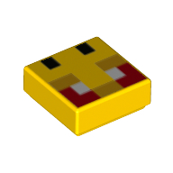 Lego Tile 1 x 1 with Pixelated Bee Face, Red Eyes print / Yellow