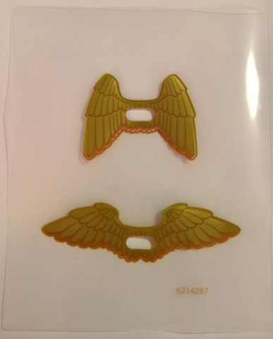 Lego Plastic Wings with Gold Feathers HawkGirl Pattern, Sheet of 2, Collapsed and Extended Wings