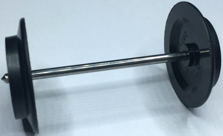 Lego Train Wheel Pair on Chrome Silver Metal Axle with Slots (2879 / bb0837) / Black