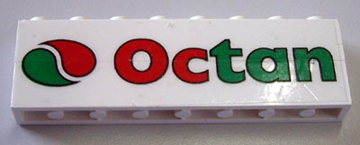 Lego Stickered Assembly 8 x 1 x 2 with Octan Logo on Transparent Background Pattern (Sticker) - Set 6539