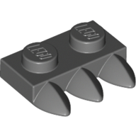 Lego Plate Special 1 x 2 with Three Teeth [Tri-Tooth] / Dark Bluish Gray