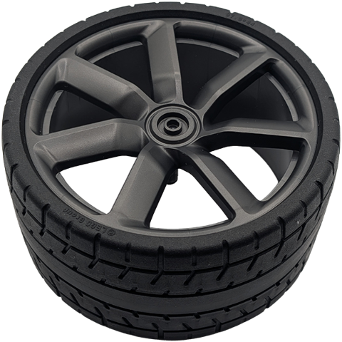Lego Wheel 75mm D. x 41mm Technic Racing Large, 7 Spokes Model Left Side (Spokes Slanted Left) with Black Tire 87.9 x 44 (7783 / 80279)