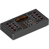 Lego Tile 1 x 2 with Avionics Copper, Red & Silver Controls Print