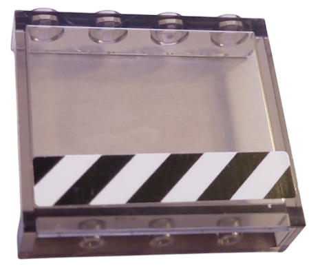 Lego Panel 1 x 4 x 3 with Side Supports - Hollow Studs with Black and White Danger Stripes Pattern (Sticker) - Set 60367 / Trans-Brown