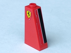 Lego Slope 75 2 x 1 x 3 - Hollow Stud with Black and White Stripe and Ferrari Logo Pattern Model Left Side (Stickers) - Set 8156