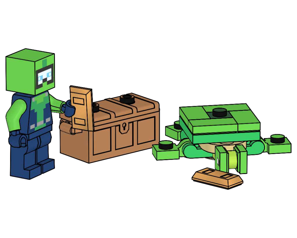 Lego Diver with Turtle and Treasure Chest