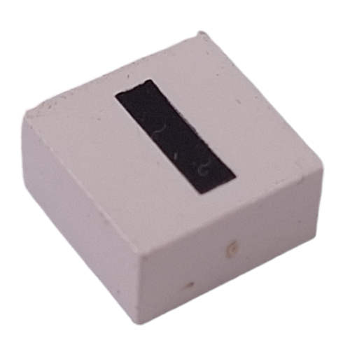 Lego Modulex Tile 2 x 2 with Black 'I' Print, Black Internal Lining, White Dot