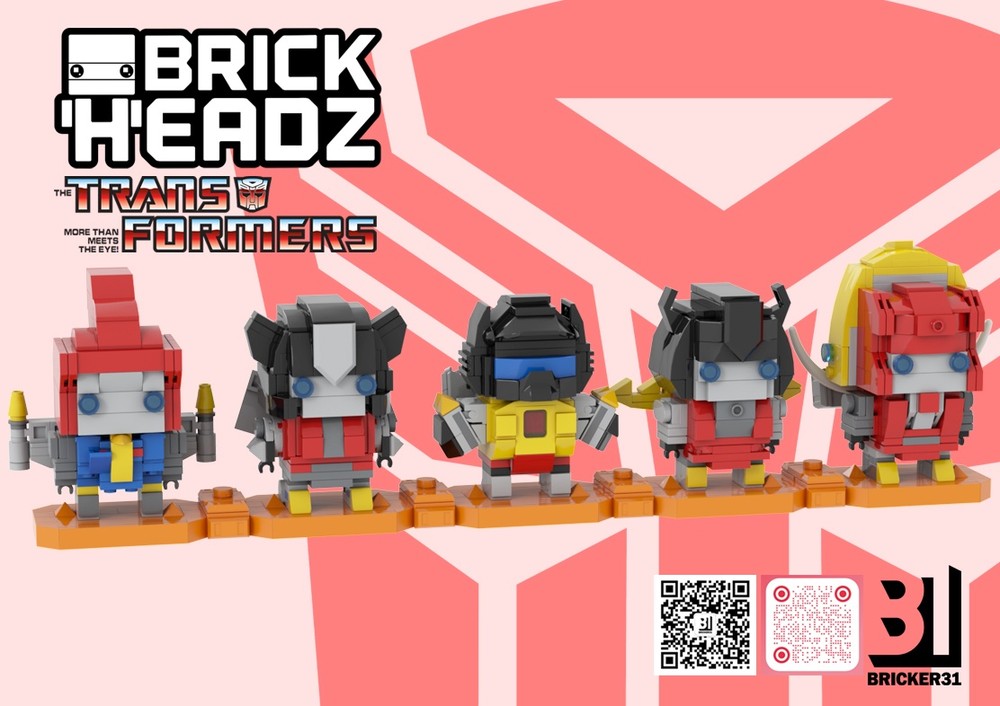 Lego MOC - Brickheadz All Dinobots GRIMLOCK SLAG SNARL SLUDGE SWOOP