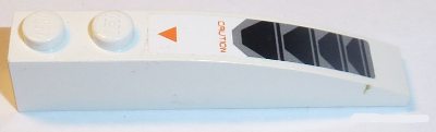 Lego Slope, Curved 6 x 1 with 2 Studs with 'CAUTION', Orange Triangle and Air Inlets Pattern (Sticker) - Set 8108