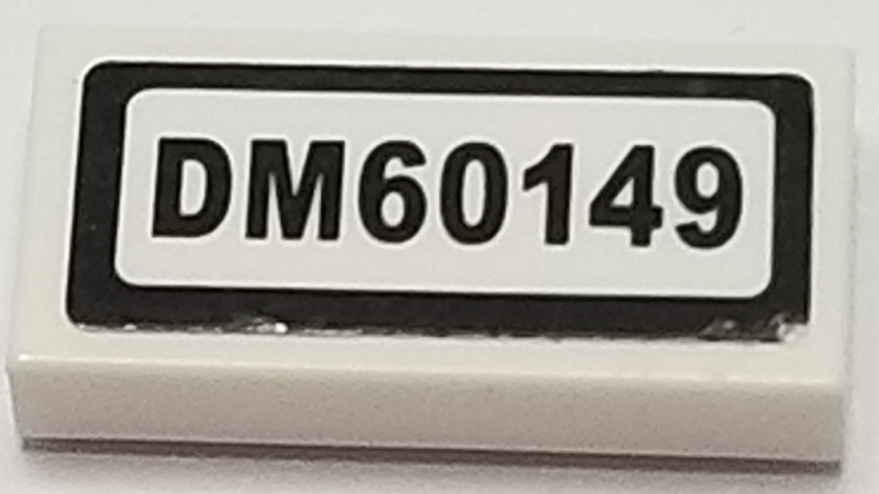 Lego Tile 1 x 2 with 'DM60149' Pattern (Sticker) - Set 60149 / White