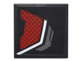 Lego Tile 2 x 2 with Dark Red and Silver Body Armor Panel Pattern Model Right Side (Sticker) - Set 76051 / Black