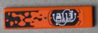 Lego Tile 1 x 4 with Black and Silver '8112' Circuitry Pattern (Sticker) - Set 8112 / Orange
