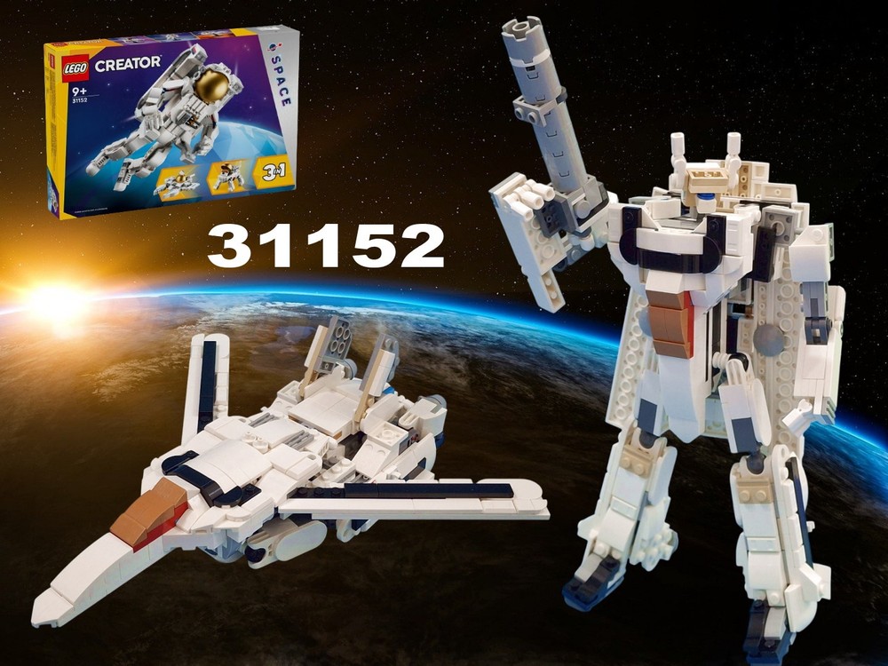 Lego VF-1 Valkyrie (Macross) / Jetfire (g1 Transformers) using lego set 31152 astronaut