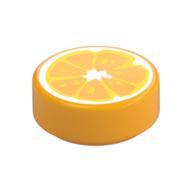 Lego Tile Round 1 x 1 with Orange Center/slice Print / Bright Light Orange