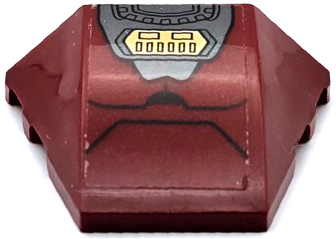 Lego Wedge 4 x 3 Triple Curved No Studs with Gold, Dark Red and Dark Bluish Gray Iron Man Hulkbuster Armor Plates Pattern (Sticker) - Set 76105