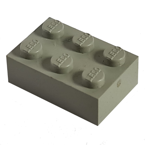 Lego Modulex Brick 2 x 3 with LEGO on Studs / Modulex Light Gray