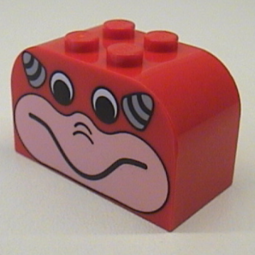 Lego Brick Curved 2 x 4 x 2 Double with Face and Horns Print