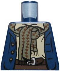 Lego Torso LotR Coat 3 Buttons and Dark Tan Scarf Pattern (Pippin) / Dark Blue