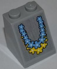 Lego Slope 65 2 x 2 x 2 with Bottom Tube with Medium Blue and Yellow Flower Garlands Pattern (Sticker) - Set 3818
