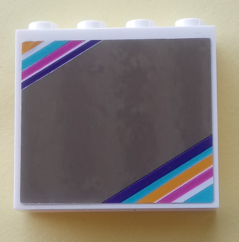 Lego Panel 1 x 4 x 3 with Side Supports - Hollow Studs with Diagonal Stripes in Corners and Mirror Pattern (Sticker) - Set 41312