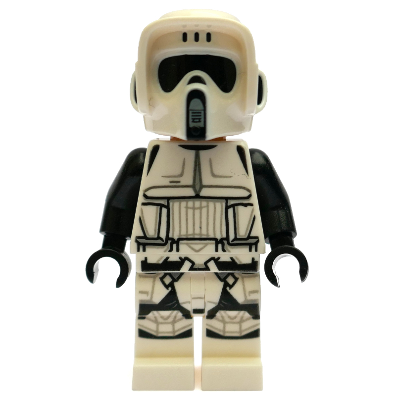 Lego Scout Trooper, Dual Molded White and Black Helmet, Closed Mouth