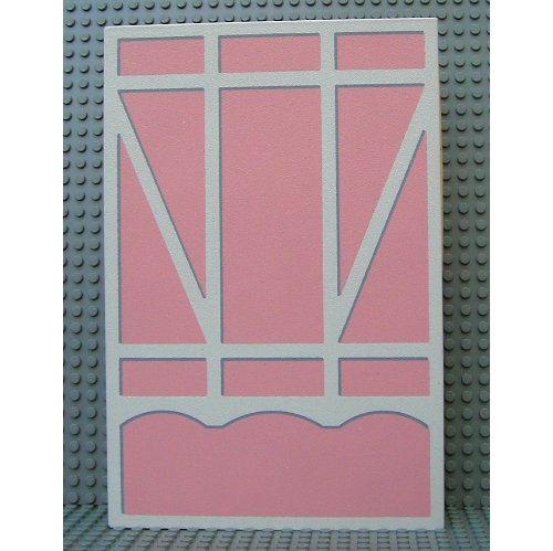 Lego Scala, Building, Wall, Vertical Grooved 18 x 2 x 22 2/3, with Tudor Frame Light Salmon on White Print