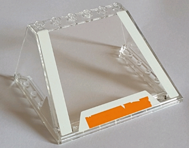 Lego Windscreen 6 x 8 x 3 with 6 Studs on Top with White Stripes on Edges and Worn Orange and White Stripe on Front Bottom Pattern (Stickers) - Set 75144