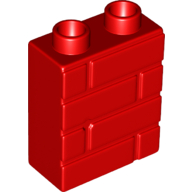 Lego Duplo Brick 1 x 2 x 2 Brick Effect / Red
