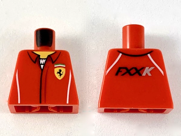 Lego Torso Speed Champions with Ferrari Logo over White Shirt Pattern / Red